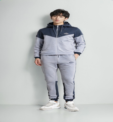 Two-Shade Full-Zip Hoodie with Jogger